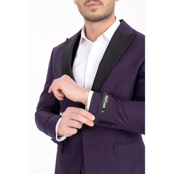 Derman Purple Satin Collar 3 Piece Tuxedo - Picture 7 of 7